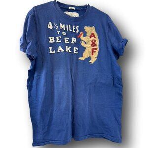 Vintage Abercrombie & Fitch Embroided T-Shirt Blue Muscle XXL Bear Lake